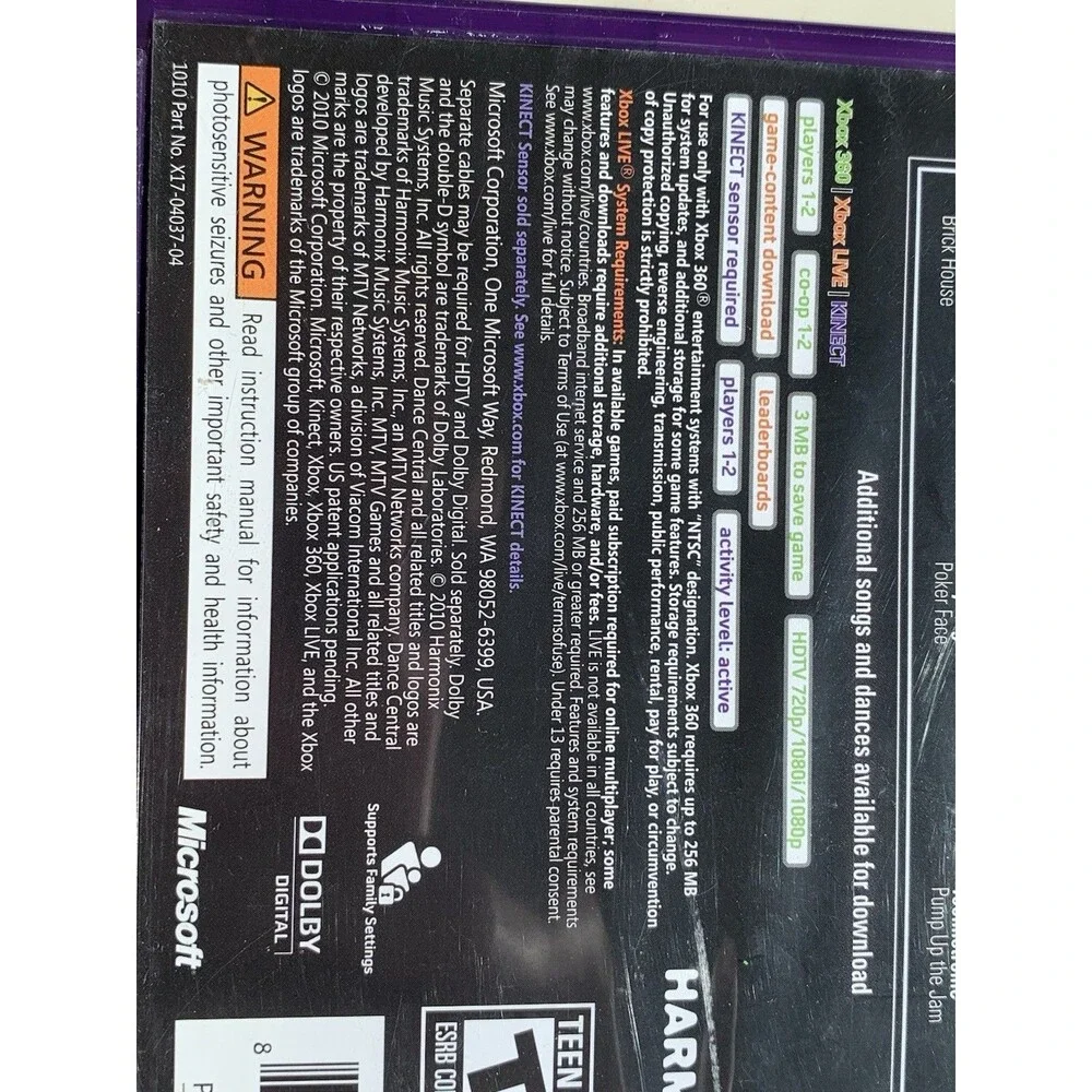 Microsoft XBox 360 Video Game. Dance Central - Complete w/ Booklet EUC